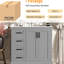 Meuble-lavabo moderne de 36 po avec finition grise, lavabo en céramique, 3 tiroirs, portes à fermeture en douceur, tablette réglable, assemblage facile avec fonction, structure en bois massif, à entretenir-975004573