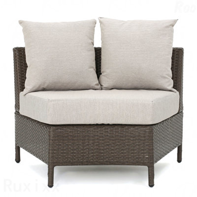 Chaise de coin d'extérieur en osier 1 pièce avec coussins imperméables toutes saisons