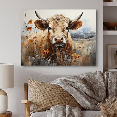 Cow in the Meadow III - Animals Metal Art Print