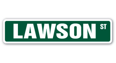 Lawson Street Sign Heavy Duty Plastic 4" X 18"