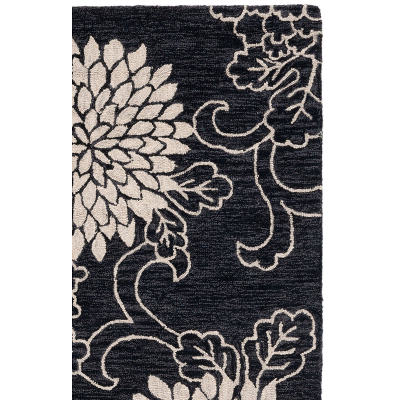 Abranda Hand Tufted Wool Floral Rug, Square 6'