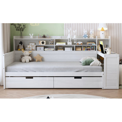 Multi-functional Bed with Two Storage Drawers and  Study Desk