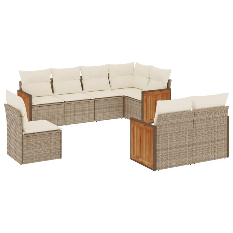  Ensemble de canapé de jardin modulaire en PE rotin beige