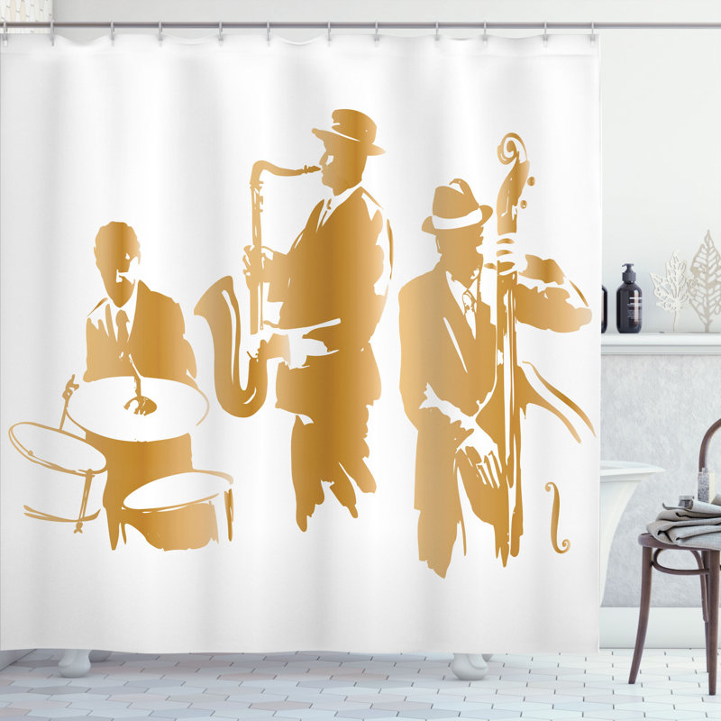 Ensemble de rideau de douche musical et crochets, H 70 po x l 69 po
