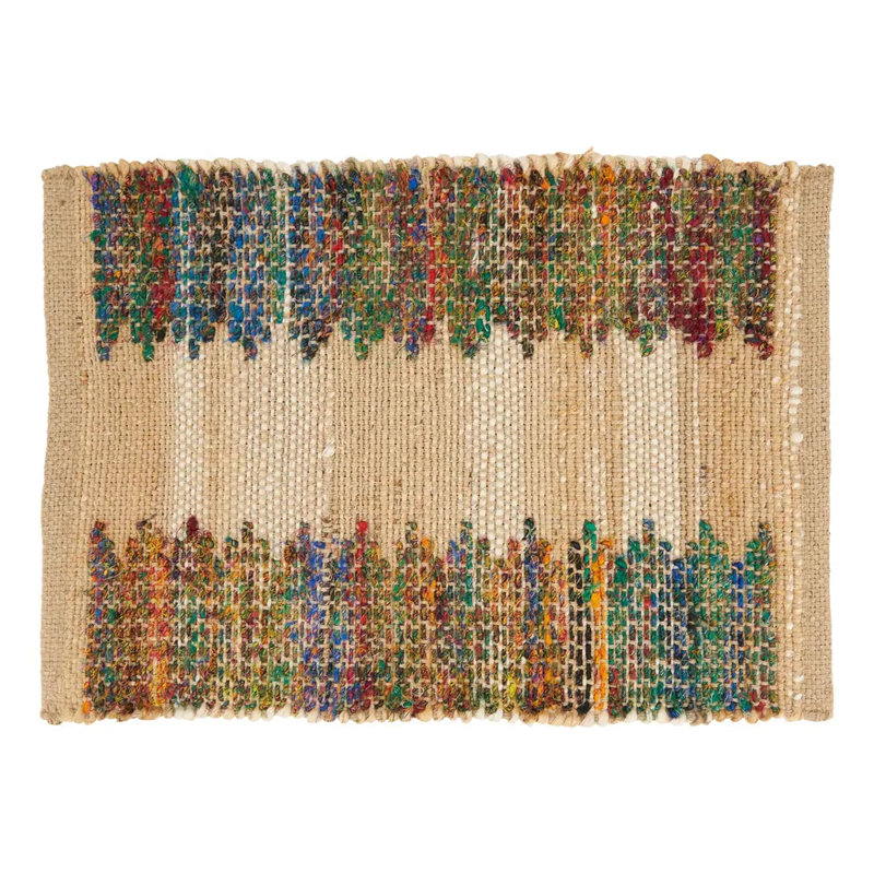 Napperon rectangulaire rayé en mélange de coton