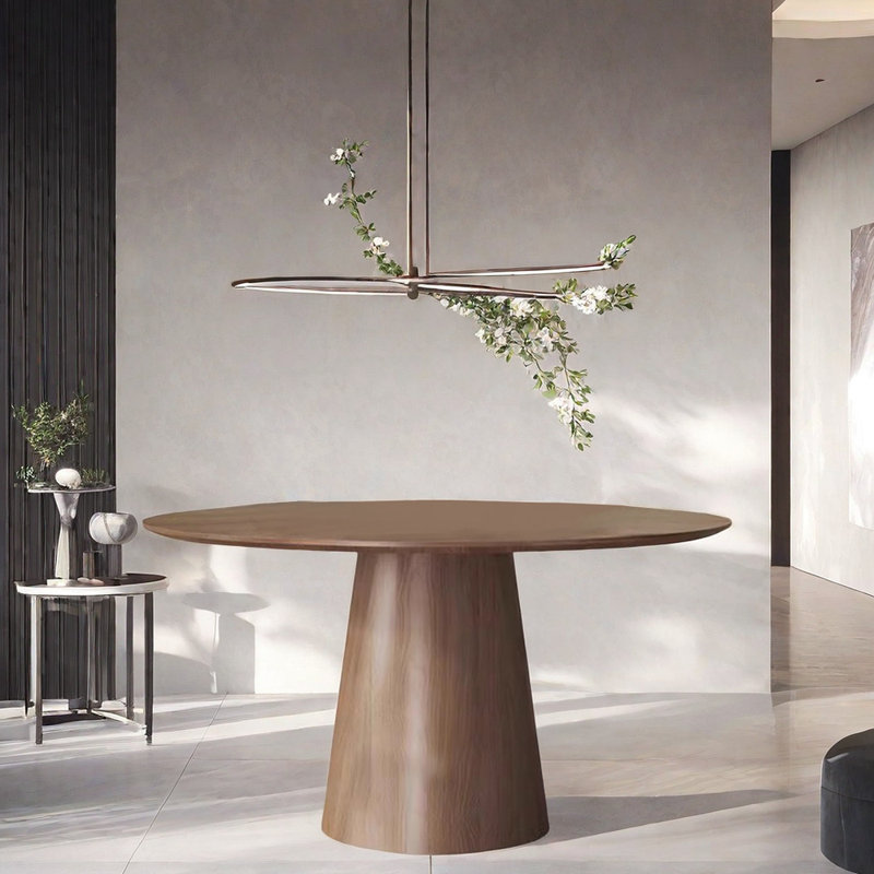 Navonte Round Solid Wood Base Dining Table, 29.5"H x 53.1"L x 53.1"W