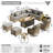 13 Piece Patio Sectional Furniture With Swivel Rocking Chairs, Rattan Wicker Coversation Set With Glowing Coffee Table, Outdoor Sofa Set With Fire Pit For Outside Porch Balcony Backyard Pool-2140750615