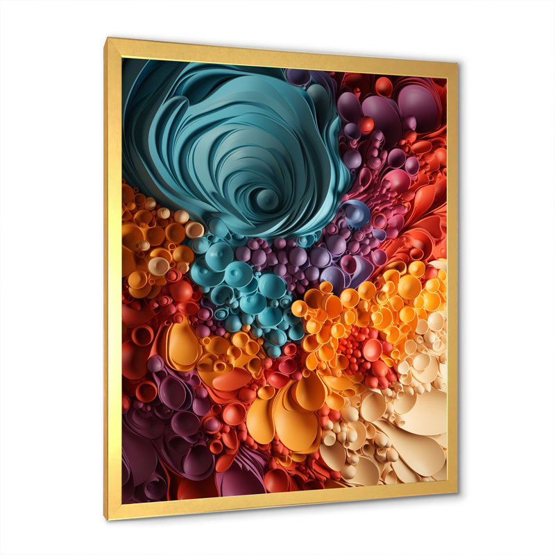 Rainbow Reverie Collages III - Abstract Collages, art mural, Encadrement doré, H 44 po x l 34 po x P 1,5 po