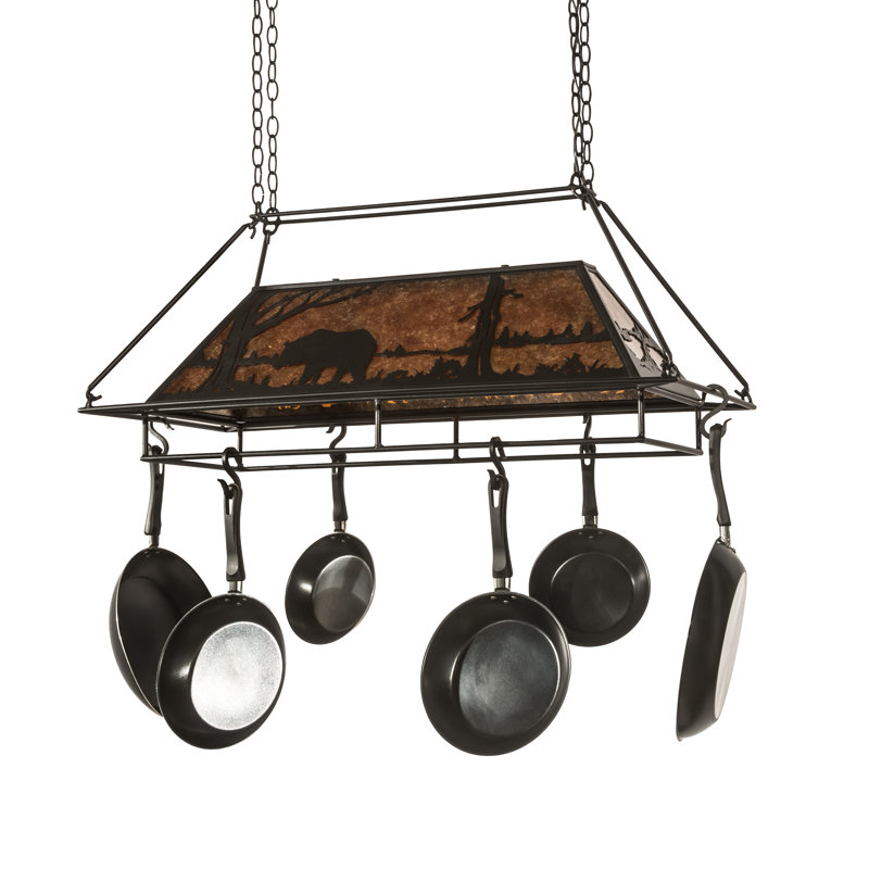 Rustic Lodge Metal Handcrafted Rectangle Hanging Pot Rack