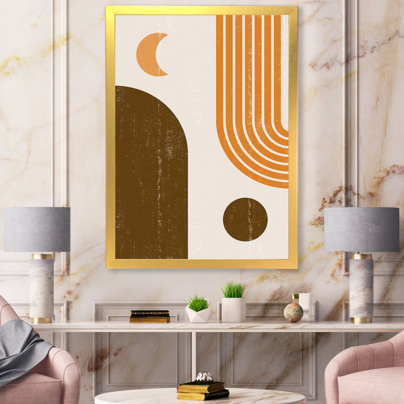 Abstrait arc-en-ciel géométrique dans des tons de terre - reproduction de cadre photo sur toile, H 40 po x l 30 po x 1,5 po