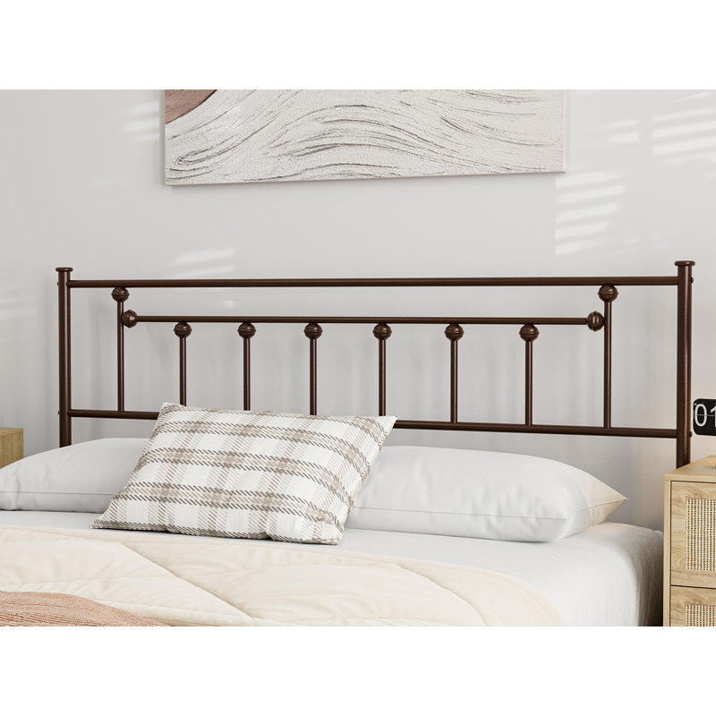 Metal Headboard - Adjustable Height - Only For Bedroom, Rustic Farmhouse Style, Attach Frame, Black, Full