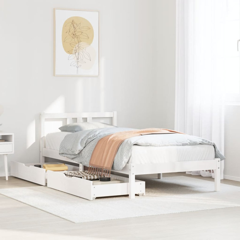 Louisburg Solid Wood Bed, 95.5 x 205.5 cm, White