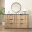 Rangement multifonctionnel à six tiroirs avec présentoir de table et poignées exquises, 47,2 x 15,7 x 29,6 po, coins arrondis en métal, armoire à assemblage facile dans un style moderne, coins pour, présentoir, à