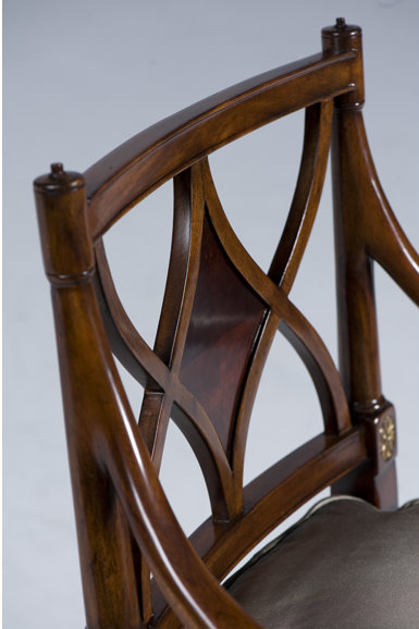 Sheraton's Solid Wood Arm Chair, Barley Houndstooth, Brown