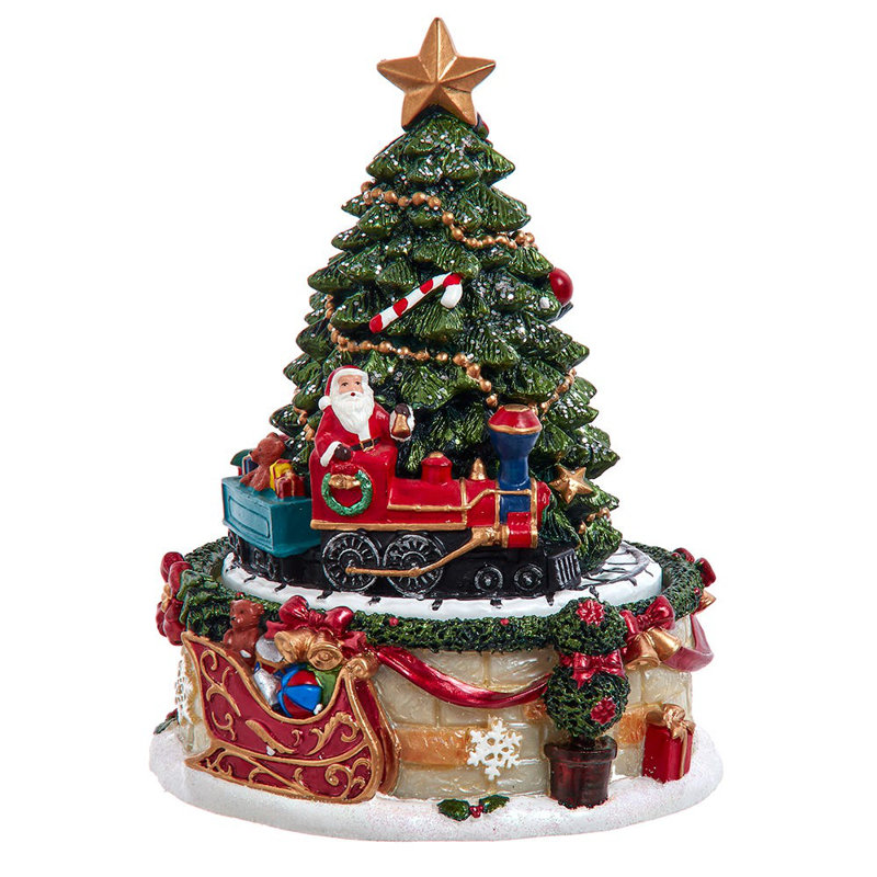Kurt Adler Christmas Tree Wind-Up Revolving O Christmas Tree Music Box, 6in