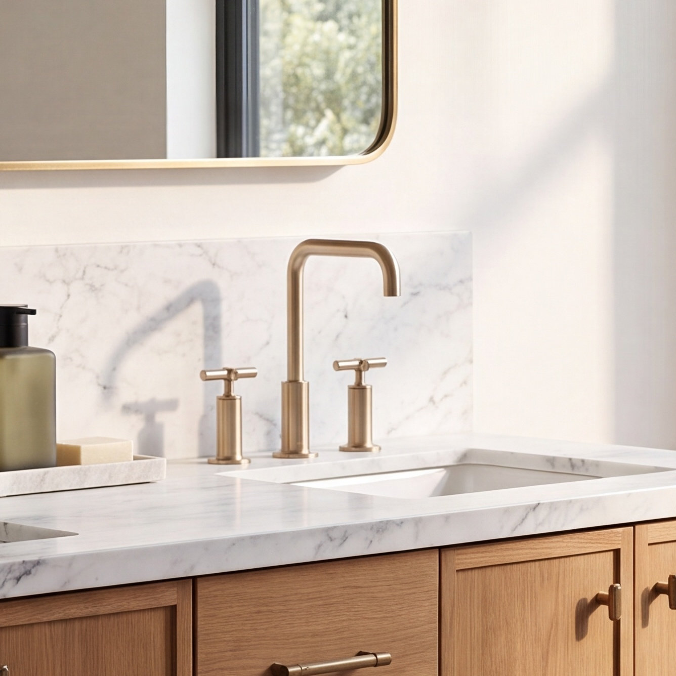 Purist Widespread Faucet with Cross Handles, Vibrant Brushed Bronze