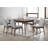 7Pc Dining Set Ash Walnut Finish Dining Table 6X Side Chairs Foam Cushion Fabric Upholstery