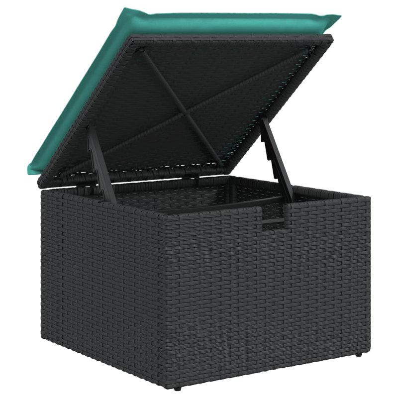  Ensemble de canapé de patio 7 pièces avec coussins en rotin de polyester, Noir, Vert