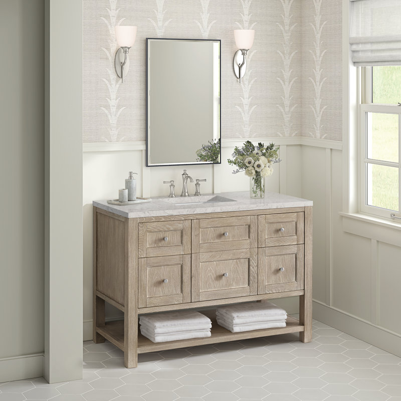 Breckenridge 48'' W Single Vanity, Eternal Jasmine Pearl, Whitewashed Oak