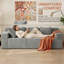 Canapé de 71 po avec causeuse en velours côtelé, 2 pièces avec 3 coussins et poches latérales, sans assemblage, gris clair-529258111