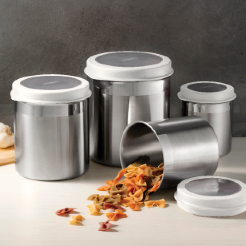 4 Piece Kitchen Canister Set, White