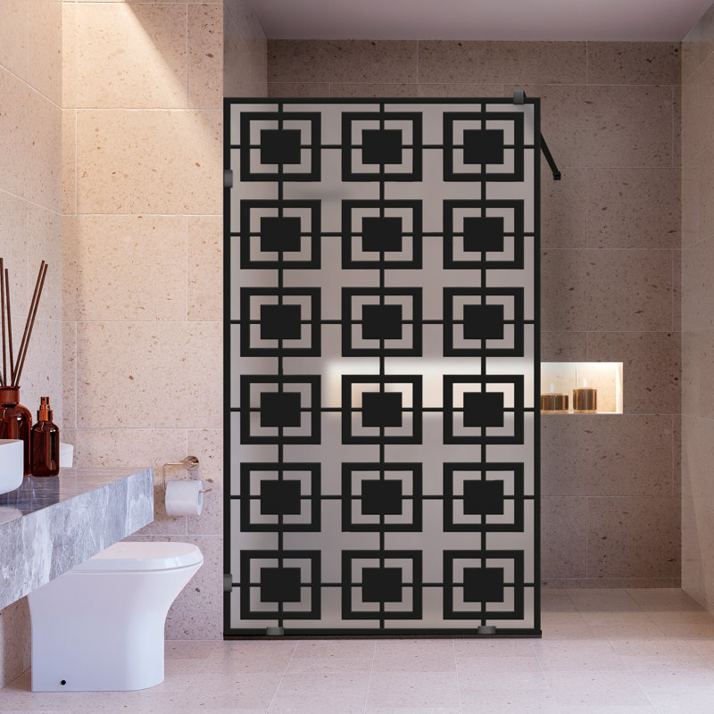 Écran en soie de douche sans cadre de style industriel l 27 1/2 po x H 75 po, Gelé, Vers la gauche