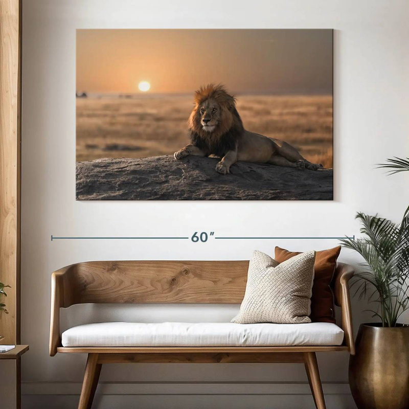 Lion On A Rock, 34" H x 51" W