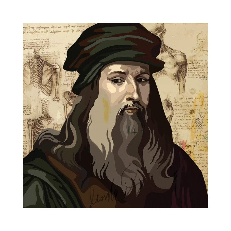 Leonardo Da Vinci by Dai Chris Art - Wrapped Canvas Print, 30.48 cm H x 30.48 cm W