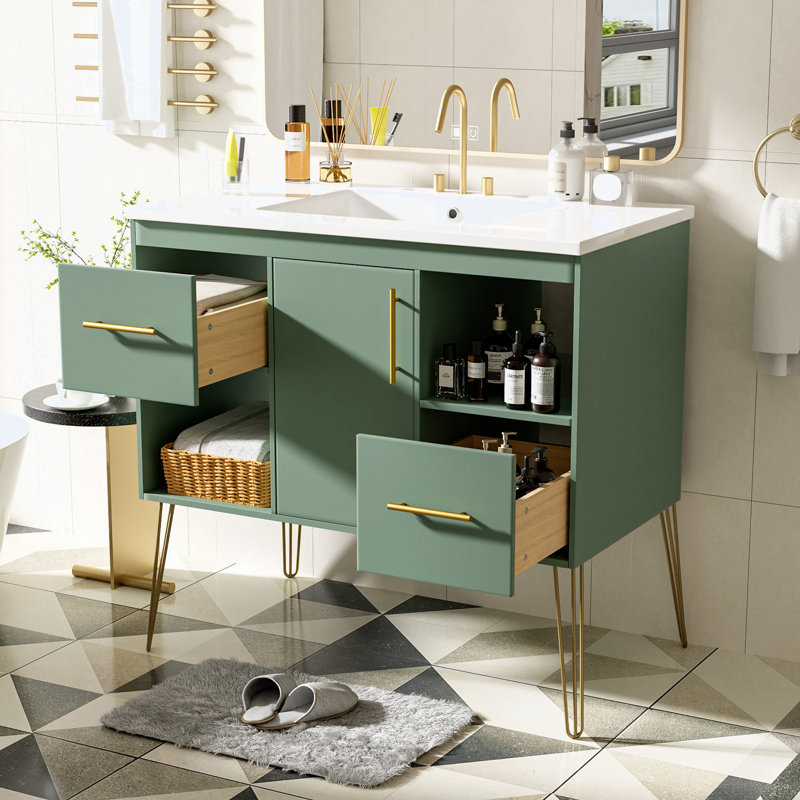Ensemble de meuble-lavabo de salle de bain avec lavabo en résine