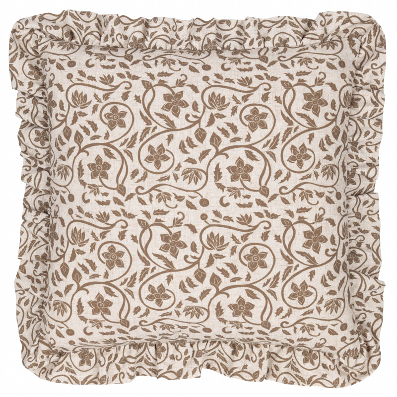 Floral Square Cushion Cover, Brown