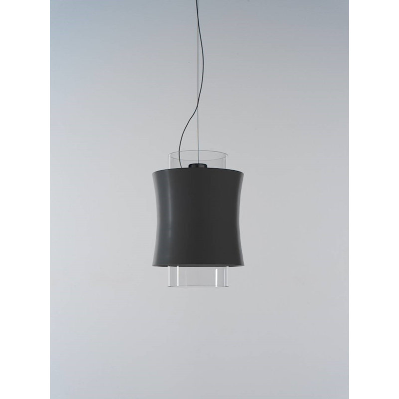 Fez 1 - Light Chrome Unique/Statement Pendant, 200cm H x 30cm W x 30cm D, Glossy Black