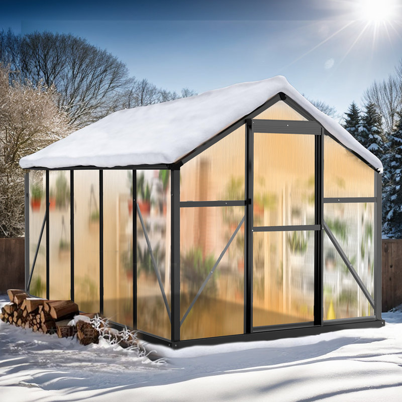 6 Ft. X 10 Ft. Aluminum Polycarbonate Walk-In Greenhouse, Black