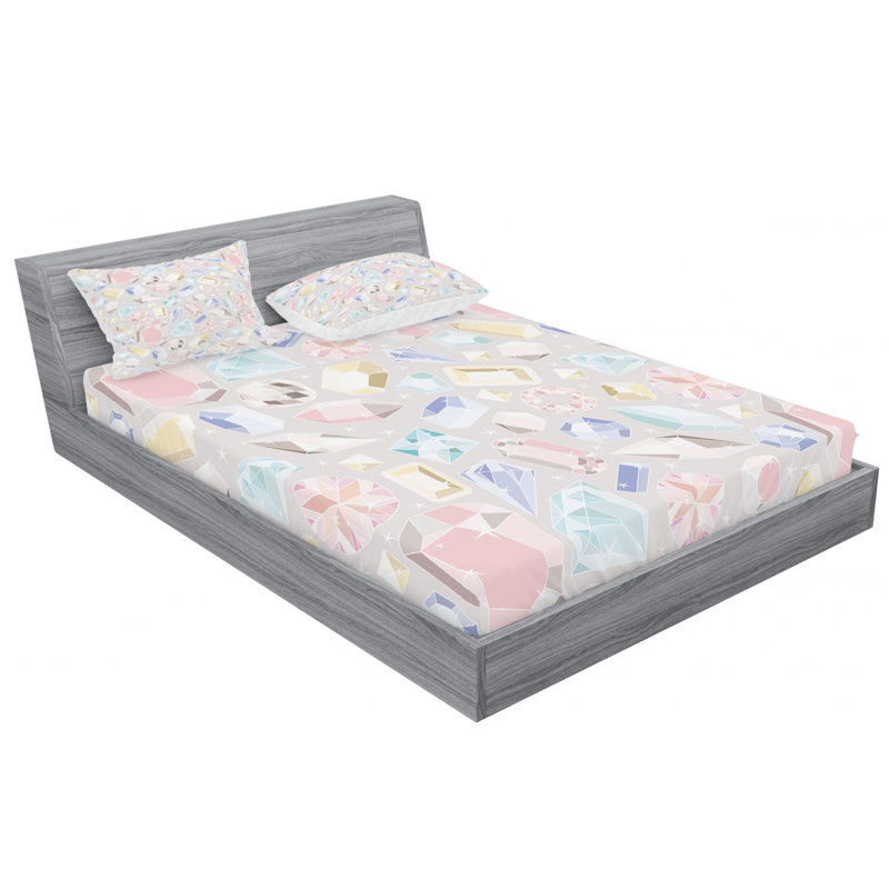 Microfiber Geometric Sheet Set, Queen Sheet Set with Fitted Sheet