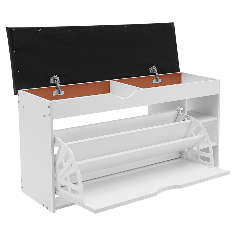 Banc de rangement pour chaussures 39,3 x 11,8 x 20 po avec siège, Blanc