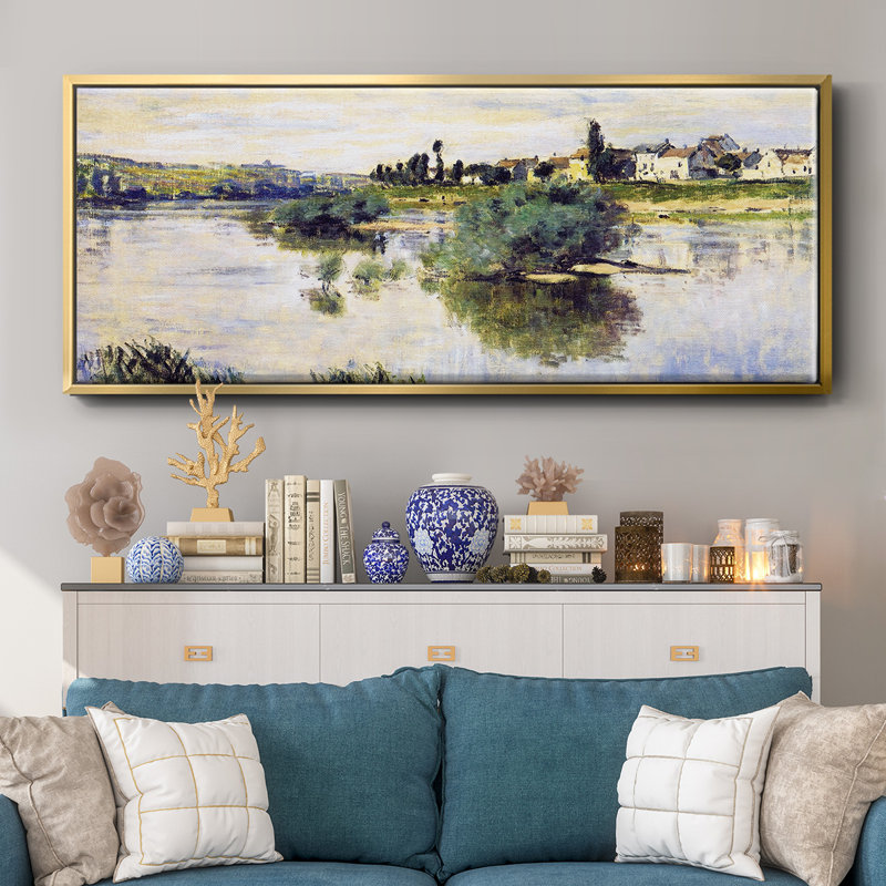 The Seine at Lavacourt, 1878- Framed Canvas, 20" H x 50" W