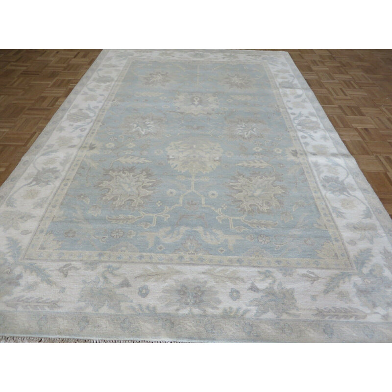 Tapis intérieur de couleur l 5 pi 11 po x 8 pi en laine noué la à la main one-of-kind