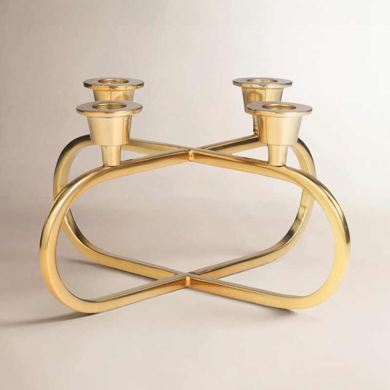 Nara 5.6" Aluminum Tabletop Candelabra, Gold