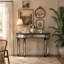 Console 47 po avec miroir demi-lune en verre cannelé et tiroir en cristal-518154420-518154443