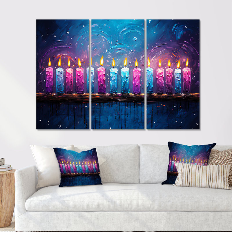 Judaïsme Hanoukka Hue I - Judaïsme, art sur toile, Toile tendue, H 32 po x l 48 po x P 1 po