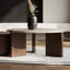 Ensemble de tables basses rondes gigognes en placage de bois brun