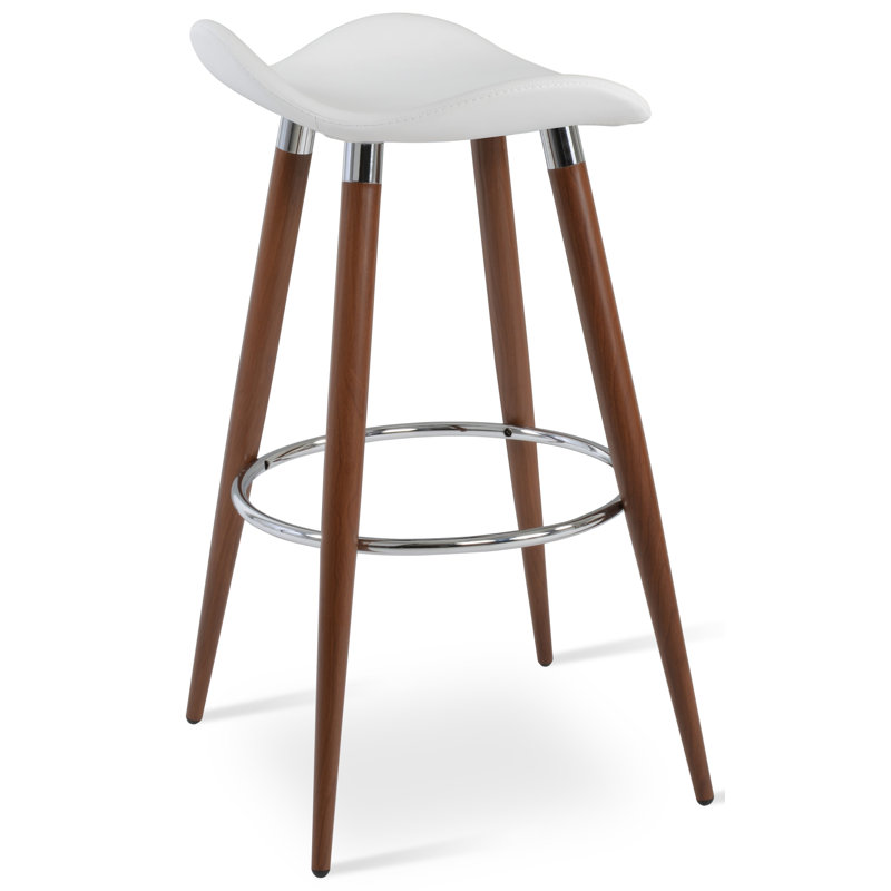 Tabouret de bar et de comptoir Moonyean, Blanc, Noyer / poli, Hauteur d'assise lorsque que le tabouret est placÃ
