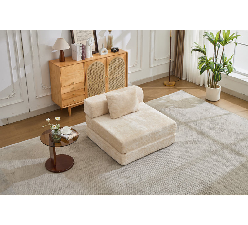 Fauteuil convertible Chenille, Beige