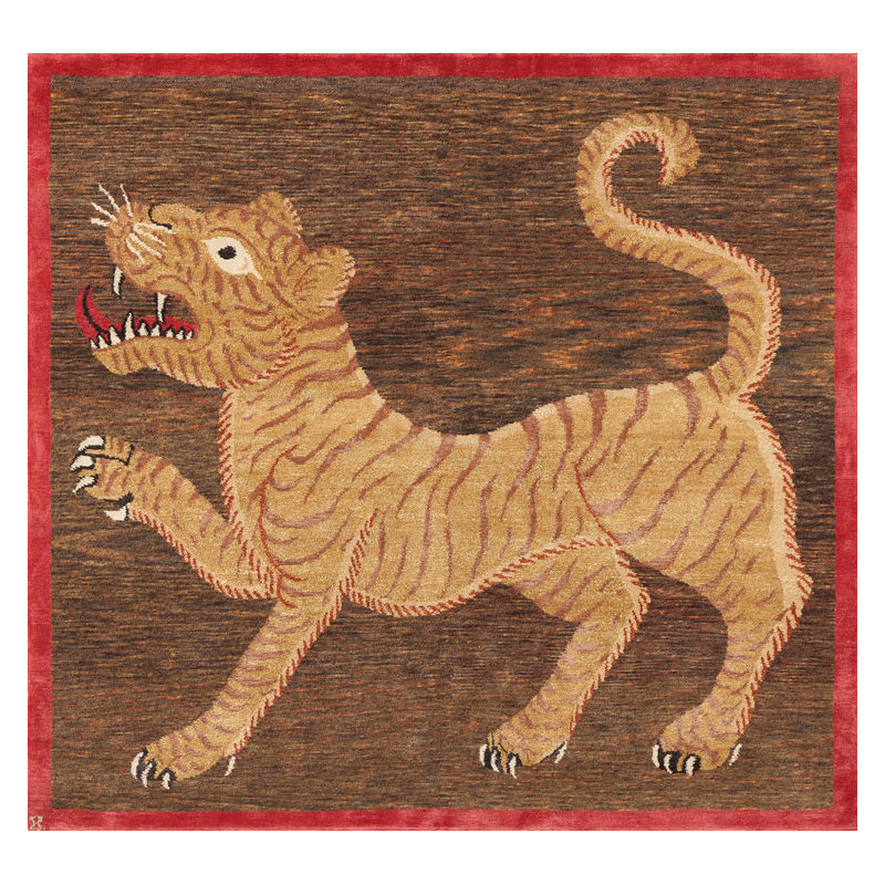 Khan Area Rug in Red/Brown/Gold, Runner 3' x 15'