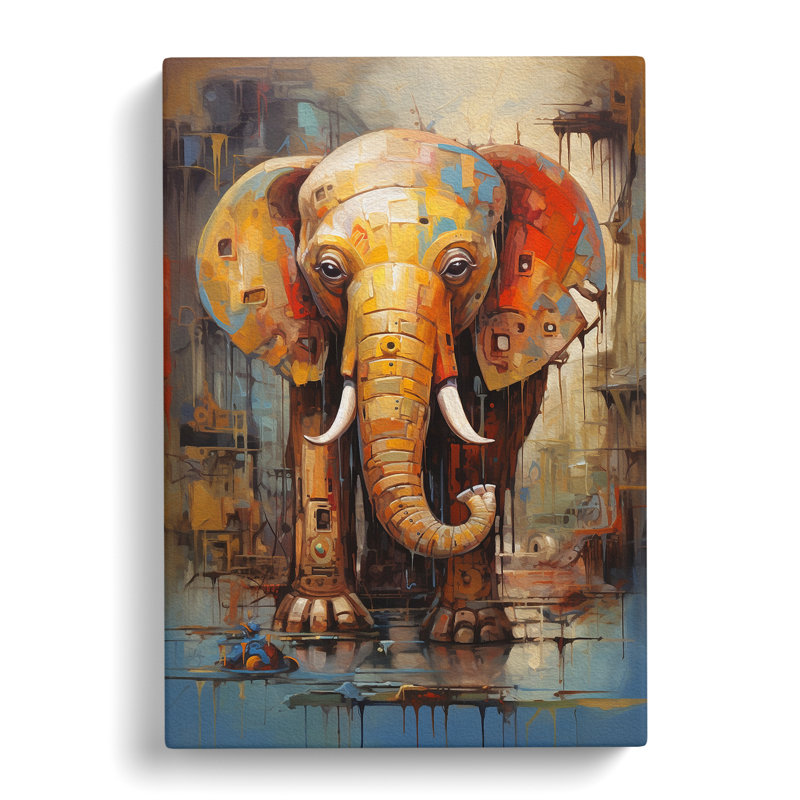 Elephant Modern No.2 - Wrapped Canvas, 50cm H x 35cm W x 3cm D