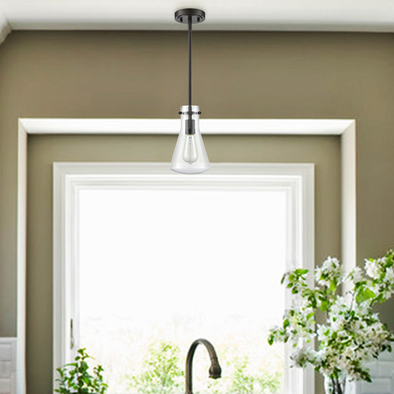 Glass Pendant Light Fixture, Oil Rubbed Bronze