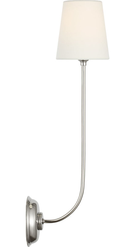 Vendome 26" Single Sconce with Linen Shade, Polished Nickel