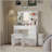 Vanity, Makeup Vanity Desk Set With Mirror & Light, Dressing Table Storage Lots With Power Strip, 3 Lighting Modes With Adjustable Brightness, 37 Inches  (White With Stool)