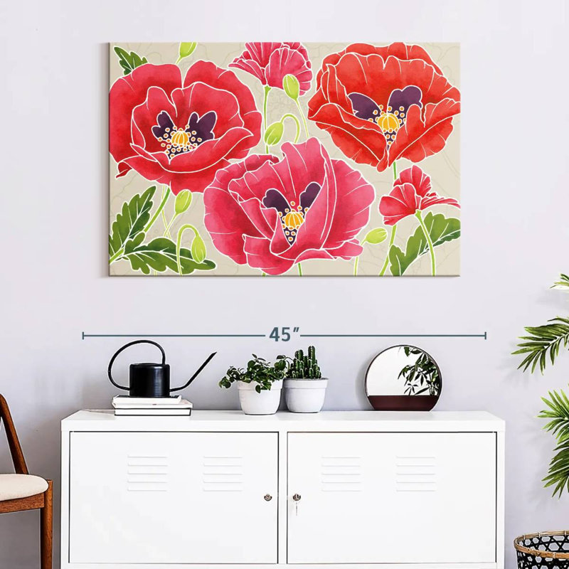 Kerner Sunshine Poppies, 26" H x 39" W