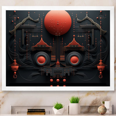 Pleine lune mystérieuse, architecture antique minimale - impression