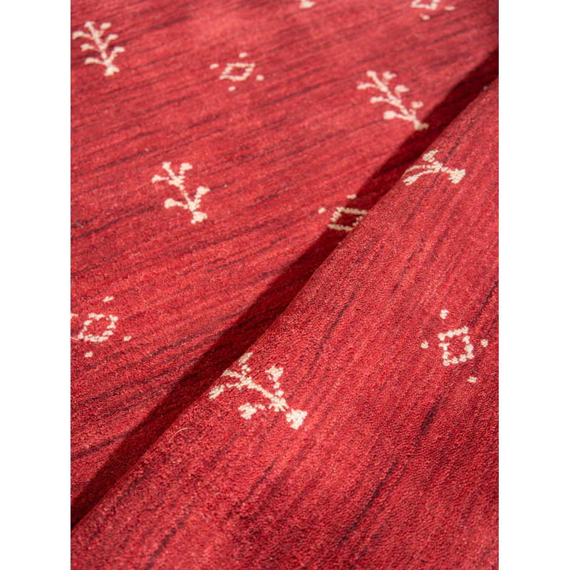 Onna Hand Knotted Loom Wool Eco-Friendly Area Rugs - Runner, Red White Color, Contemporary Modern Design, High Pile Thick Handmade Anti Skid Area Rugs for Living Room, Bed Room